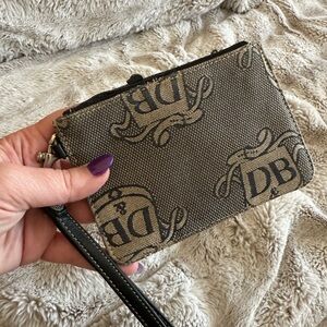 Project Dooney & Bourke Logo Wristlet in Brown/Black. (Broken zip)